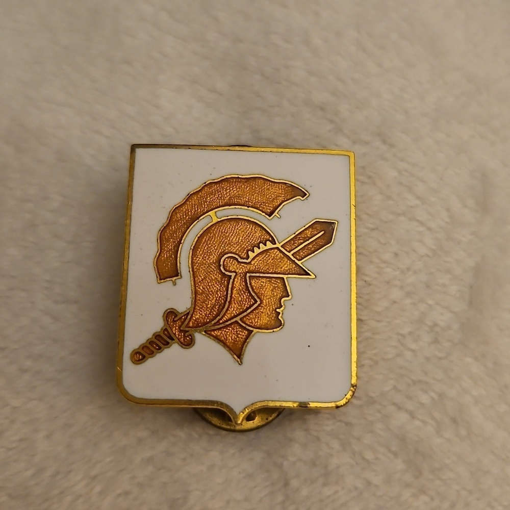 Vtg 1950s San Jose State College ROTC Spartan Unit Crest Lapel Tie Pin - Picture 2 of 3